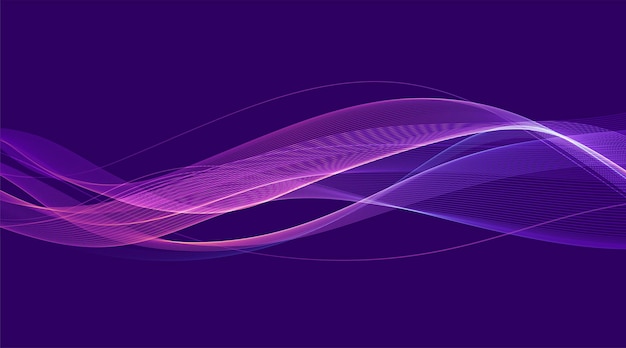 Ondas abstractas. Elemento de diseño de líneas móviles azules brillantes sobre fondo oscuro para tarjetas de felicitación y cupones de descuento.