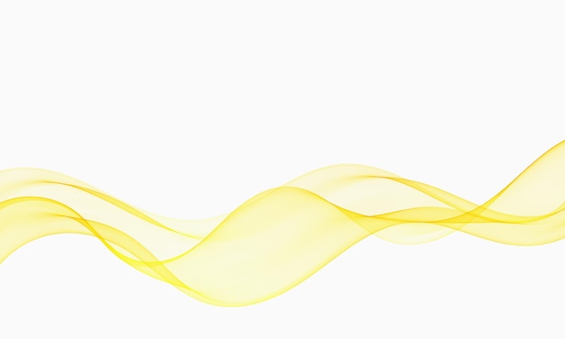 Las ondas amarillas abstractas fluyen suavemente sobre un fondo blanco