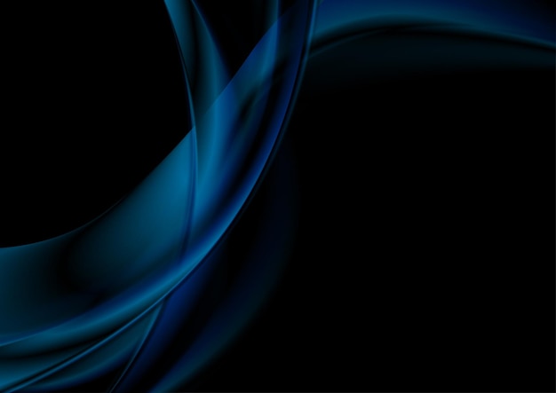 Ondas azules suaves abstractas sobre fondo negro