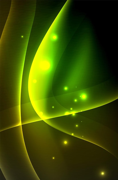 Ondas brillantes humeantes en el fondo abstracto del vector oscuro
