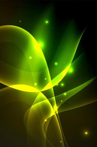 Ondas brillantes humeantes en el fondo abstracto del vector oscuro