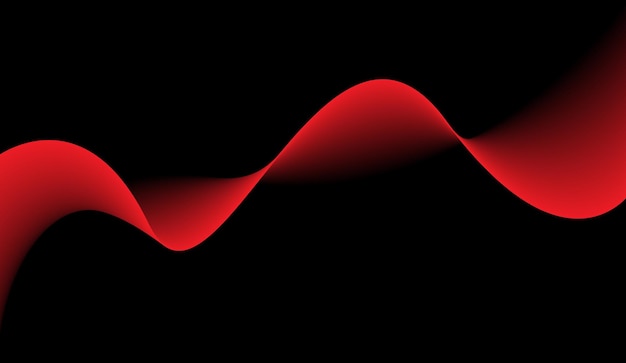Ondas brillantes rojas abstractas aisladas sobre un fondo negro