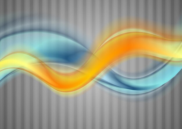 Vector ondas de colores sobre fondo de rayas gris