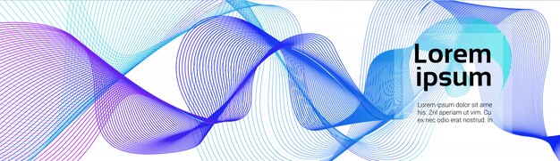 Ondas coloridas abstractas líneas azules sobre fondo blanco suave futurista suave banner horizontal