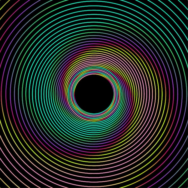 Vector ondas coloridas abstractas líneas que fluyen aisladas sobre fondo negro