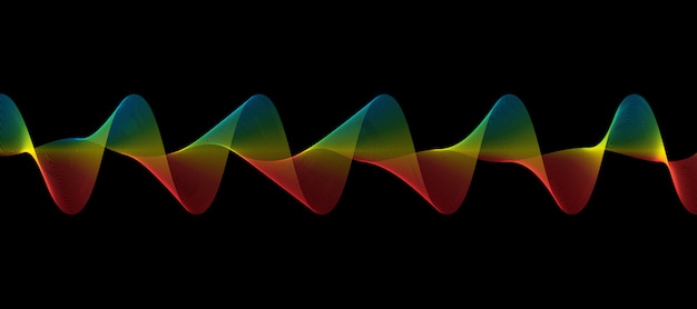 Vector ondas coloridas abstractas líneas que fluyen aisladas sobre fondo negro