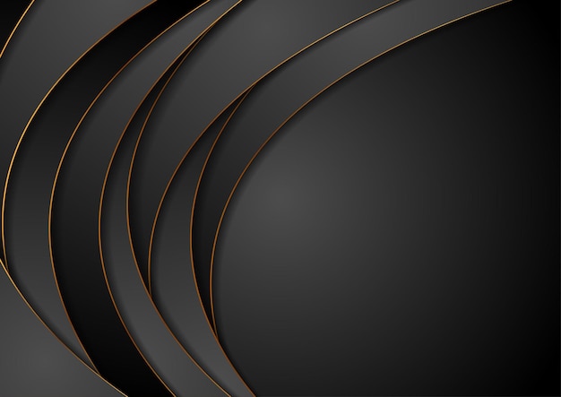Ondas corporativas negras y doradas fondo abstracto