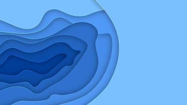ondas de corte de papel abstracto azul y fondo ondulado de color de agua Marca dinámica de estilo de onda azul
