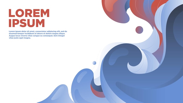 Ondas danzantes de azul y rojo en diseño abstracto Fondo vectorial
