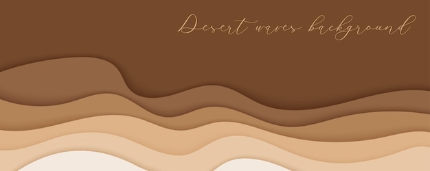 Vector ondas del desierto dunas de arena arte de papel plantilla de cartel de pancarta ondas beige desnudas estilo papercut