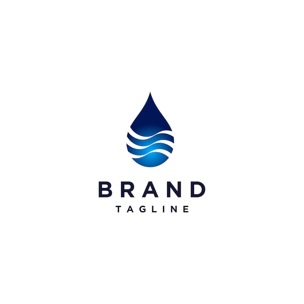 Ondas en gotas de agua Diseño de logotipo Diseño de icono de agua con motivos de líneas de ola en él