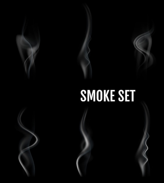 ondas de humo de cigarrillo realistas aisladas.
