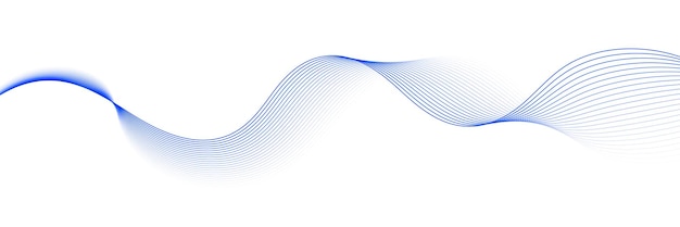 Ondas lisas azules abstractas sobre un fondo blanco Ondas sonoras dinámicas Elemento de diseño Ilustración vectorial