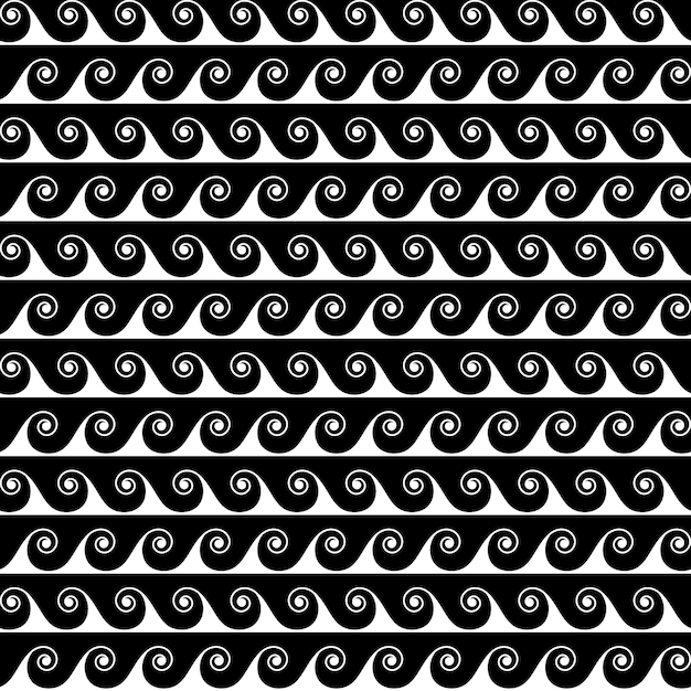 Ondas negras líneas patrón griego vector transparente.