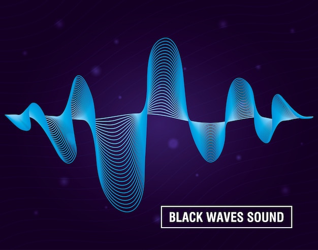 Vector ondas negras suenan fondo morado