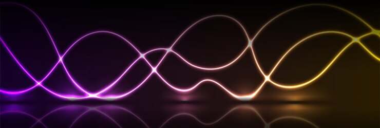 Vector ondas de neón amarillo púrpura fondo de tecnología abstracta