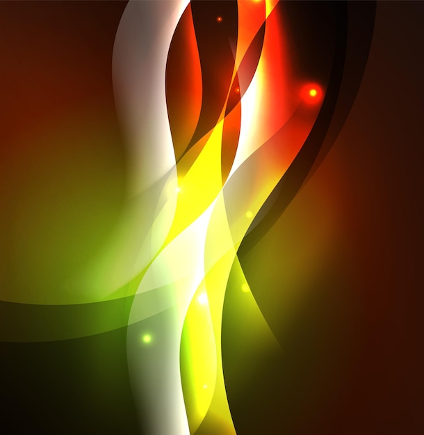 Ondas de neón iluminadas abstractas vectoriales