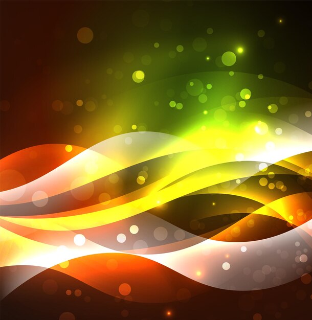 Ondas de neón iluminadas abstractas vectoriales