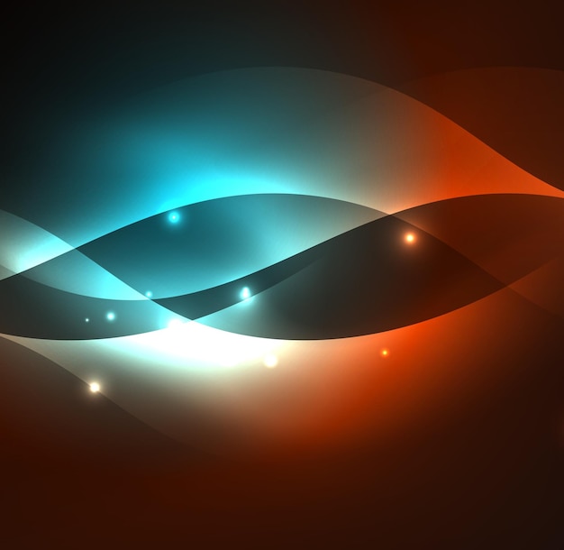 Ondas de neón iluminadas abstractas vectoriales