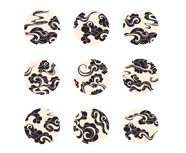 ondas ornamentales en formas circulares elementos de diseño decorativo