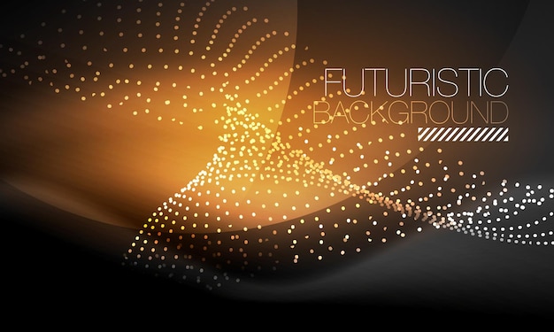 Ondas de partículas de humo suaves big data techno de fondo con elementos fluidos brillantes concepto de hitech