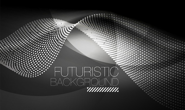 Ondas de partículas de humo suaves big data techno de fondo con elementos fluidos brillantes concepto de hitech