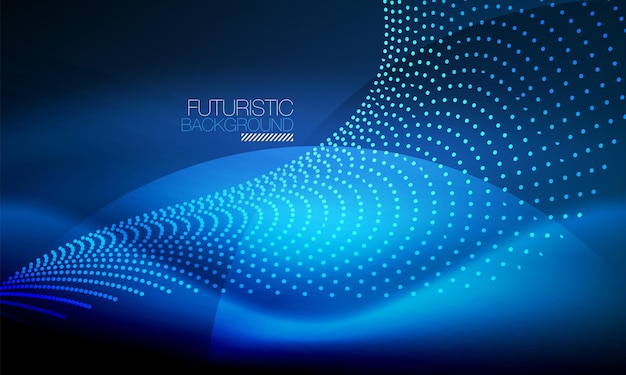 Ondas de partículas de humo suaves big data techno de fondo con elementos fluidos brillantes concepto de hitech