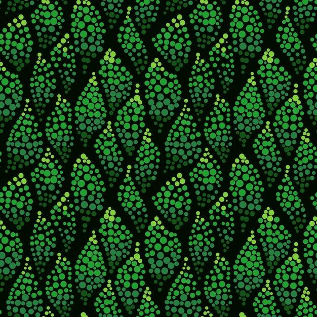 Ondas punteadas abstractas patrón sin costuras puntos verdes en fondo oscuro