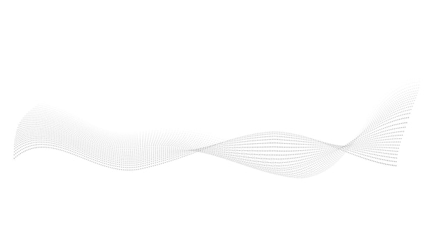 Ondas de semitono punteadas Patrón de líneas onduladas que fluyen Formas líquidas abstractas efecto de onda textura de degradado punteado Texturas de curva con punto circular de semitono aislado sobre fondo blanco