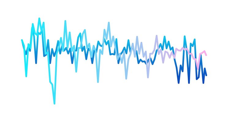 Vector ondas de sonido aisladas sobre fondo blanco. curvas de gradiente de latidos. ecualizador musical, vibración o líneas de pulso de colores. ilustración de vector plano de grabación de voz o radio.