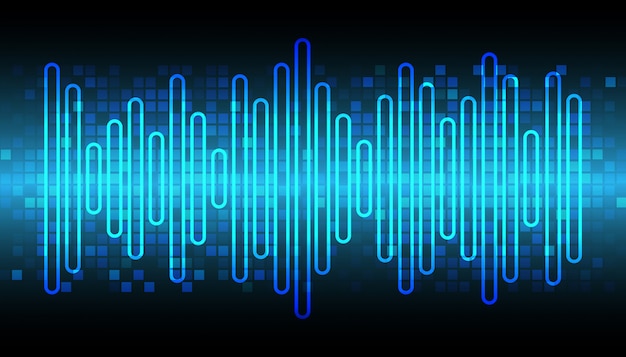 Ondas de sonido oscilando luz negra oscura