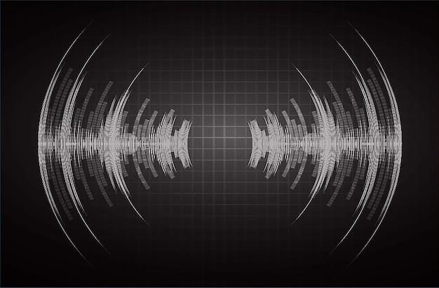 Ondas de sonido oscilando luz negra oscura