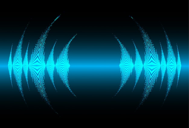 Ondas de sonido oscilante fondo azul claro de luz