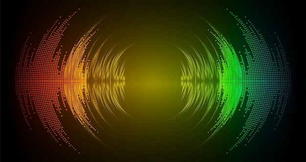 Vector ondas de sonido que oscilan luz oscura