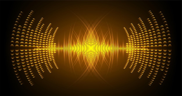 Vector ondas de sonido que oscilan luz oscura