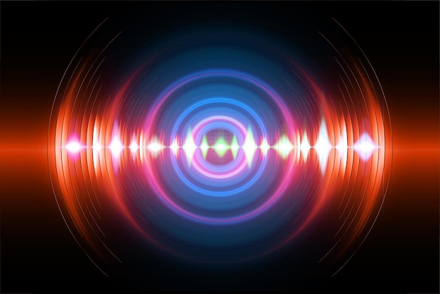 Ondas de sonido que oscilan la luz oscura.