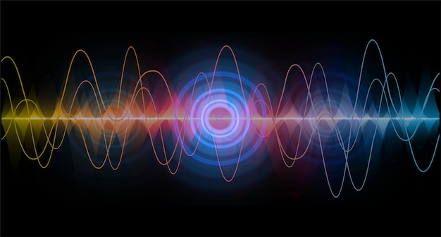 Ondas de sonido que oscilan la luz oscura.