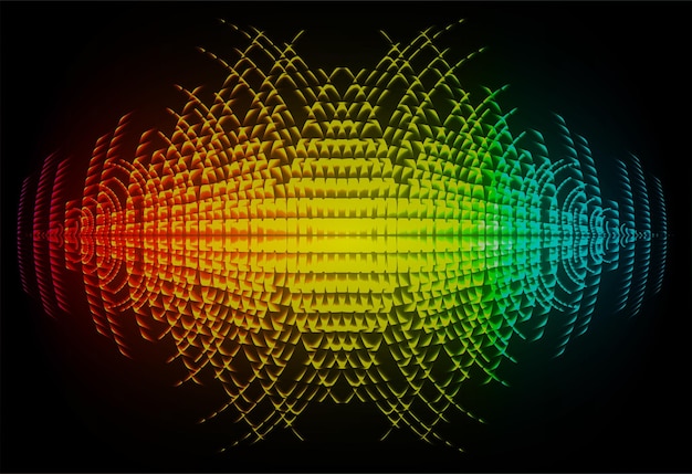 Vector ondas de sonido que oscilan la luz oscura.