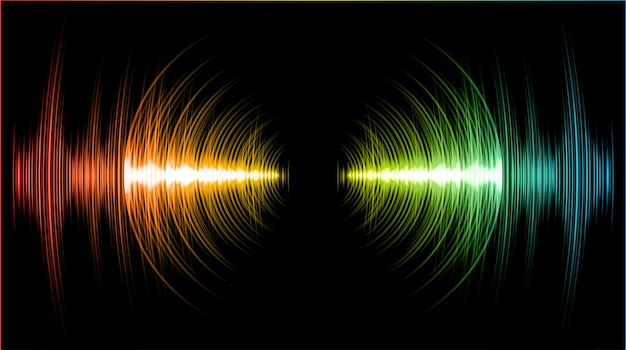 Ondas de sonido que oscilan la luz oscura.