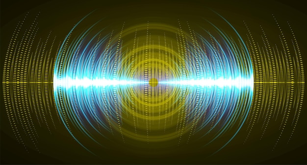 Vector ondas de sonido que oscilan la luz oscura.