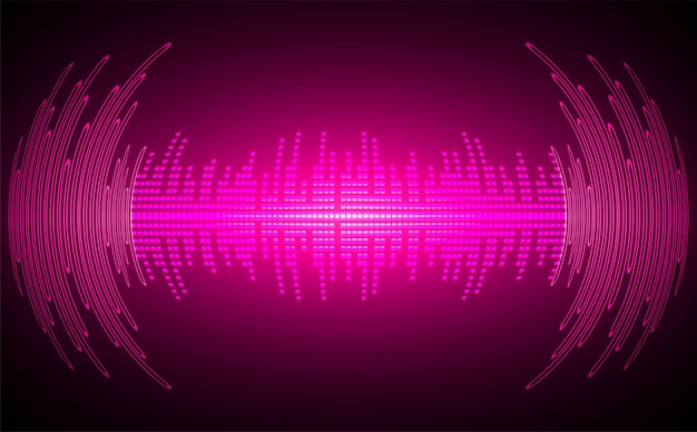 Vector ondas de sonido que oscilan la luz oscura.