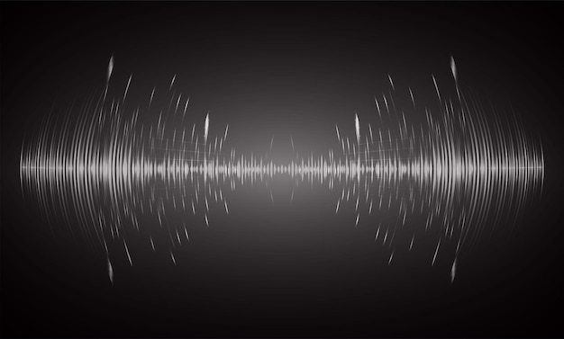 Vector ondas de sonido que oscilan la luz oscura.