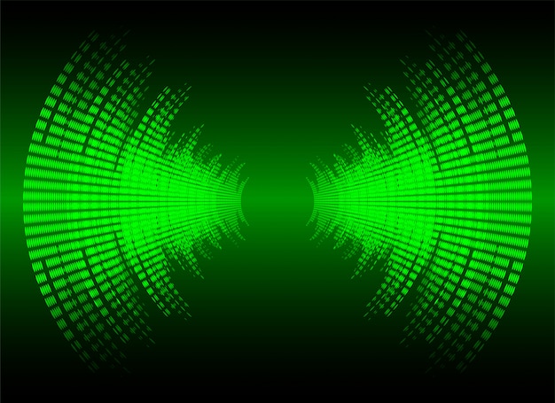 Ondas de sonido que oscilan la luz verde oscuro