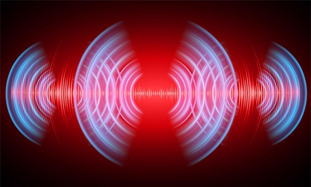 Ondas de sonido que oscilan música de luz oscura tecnología abstracta