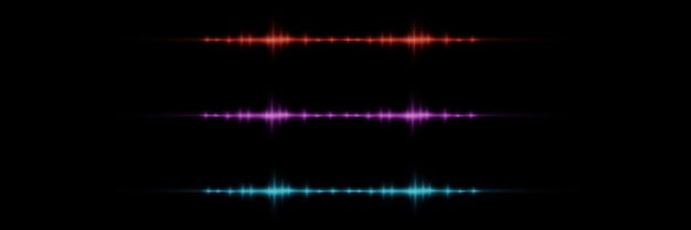 Ondas sonoras de colores multicolores sobre un fondo negro