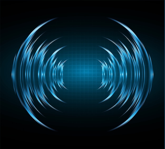 Las ondas sonoras oscilantes de la luz azul oscuro
