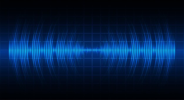 Las ondas sonoras oscilantes de la luz azul oscuro