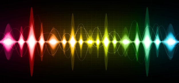 Ondas sonoras oscilantes rojo oscuro amarillo azul claro