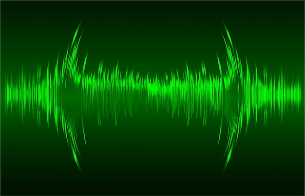 Ondas sonoras que oscilan fondo de luz verde oscuro