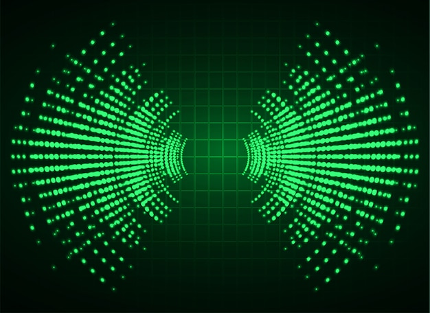 Ondas sonoras que oscilan fondo de luz verde oscuro